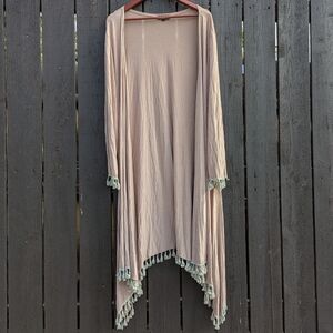 POL Long Open-Front Boho Cardigan, Boho Duster